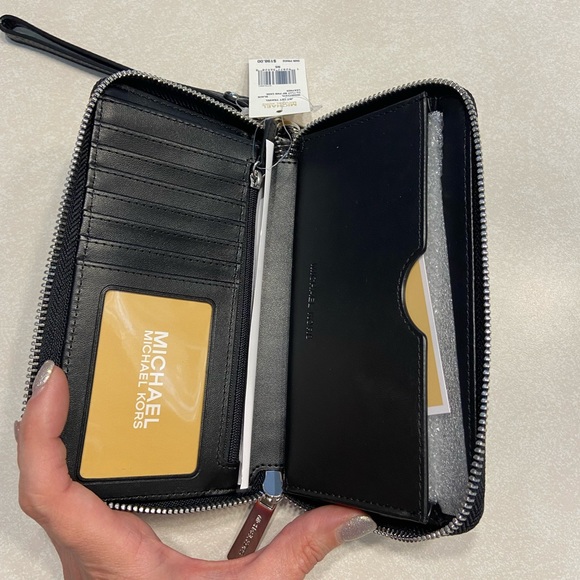 Michael Kors Jet Set Travel Continental Zip Leather Wallet Wristlet - Picture 7 of 9